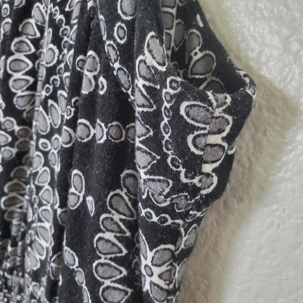 Soma Black & Gray Sleeveless Jersey Knit Dress with Lace Yoke & Pockets Size‎ L